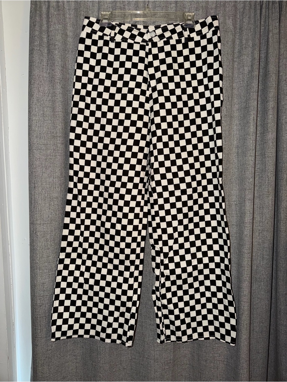 Black & White Checkered Wide-Leg BiBi Pants